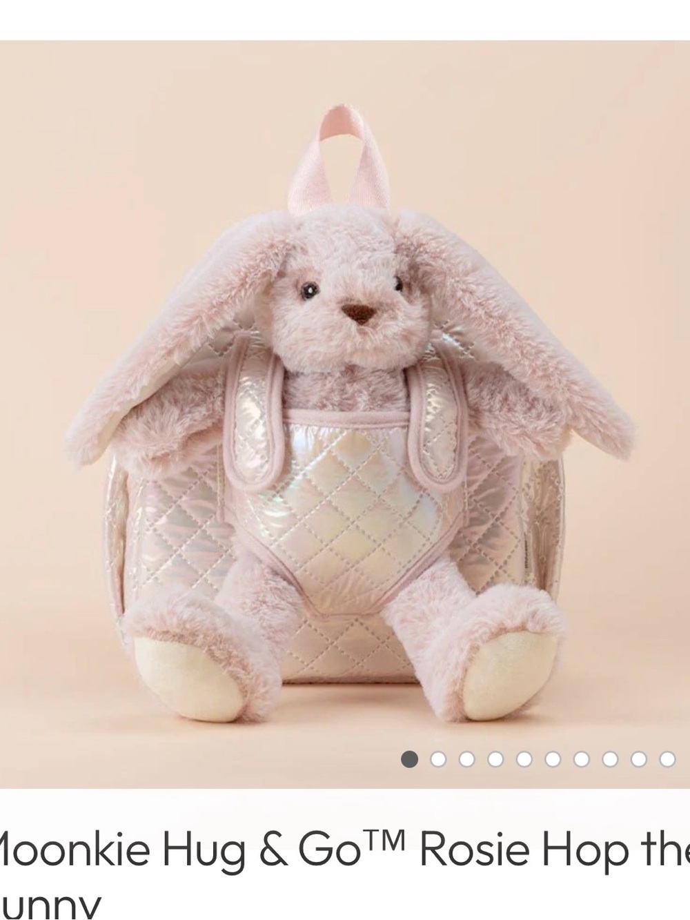 Moonkie Hug & Go Rosie Hop Plush Bunny Backpack - Soft Pink